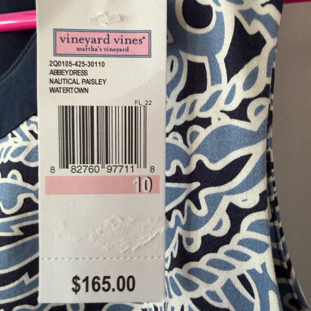 NWT Vineyard Vines Abbey Dress Nautical Paisley Sz10 Travel Wedding Summer Beach - Picture 2 of 8